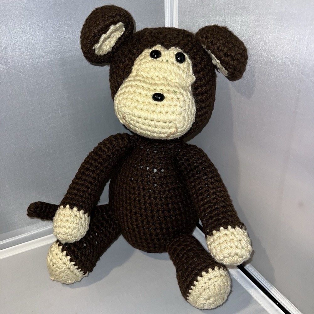 Crochet Monkey Amigurumi Stuffed Animal Toy Bedroom Decor Baby Safari Zoo Knit